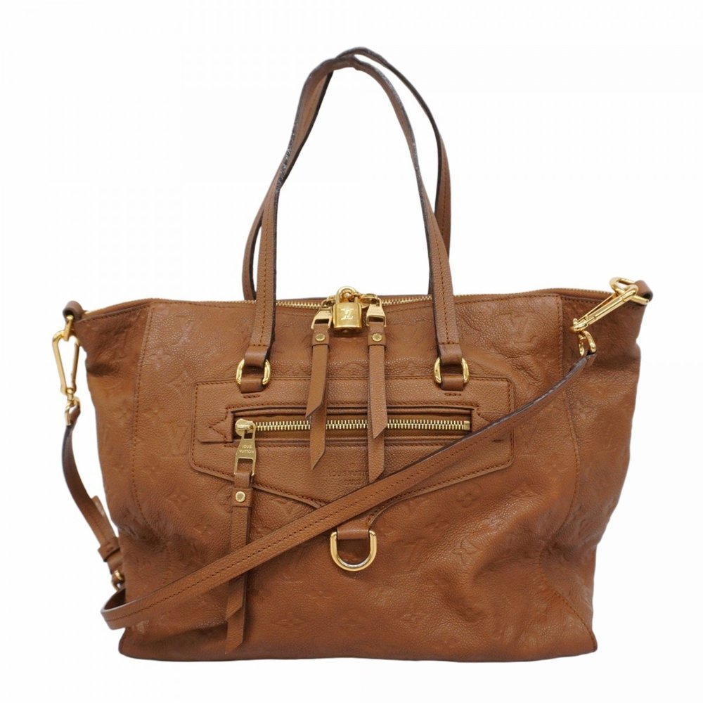 Louis Vuitton Brown Leather Tote with Gold Hardware